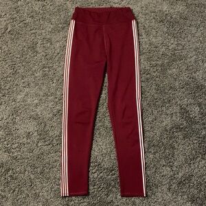 Maroon Leggings with White Stripes